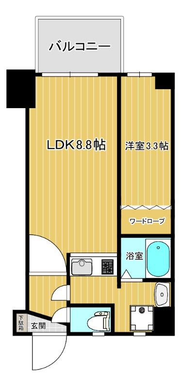 リファレンス九品寺(1LDK/4階)の間取り写真