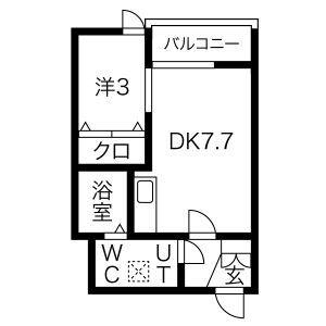 メリディアン迫参番館(1DK/1階)の間取り写真