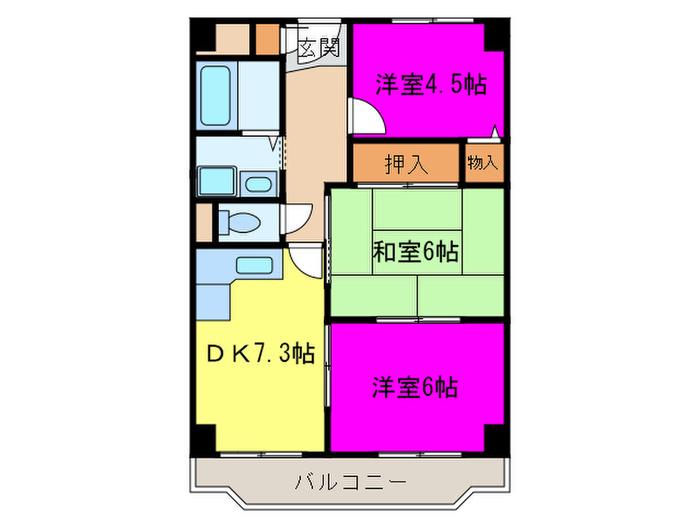 ウイング岸和田I番館(3DK/2階)の間取り写真