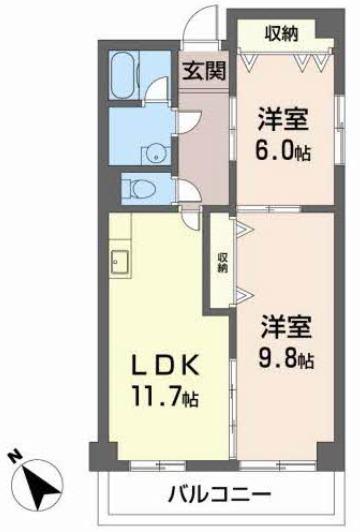 ハイツ・イシカワ(2LDK/3階)の間取り写真