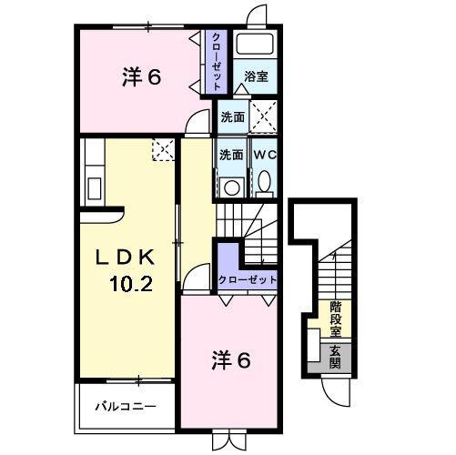 サンセールIII(2LDK/2階)の間取り写真
