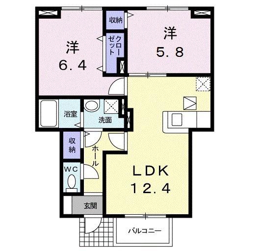 メゾン・サンパティーク(2LDK/1階)の間取り写真