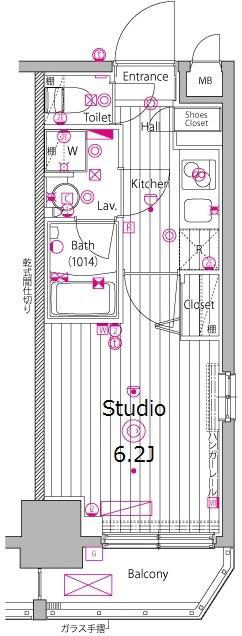 ガーラ・プレシャス渋谷六本木通(1K/6階)の間取り写真