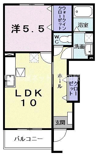 カーサ・ラ・ヴィータ(1LDK/1階)の間取り写真