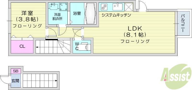 ASTAREEVA(1LDK/2階)の間取り写真
