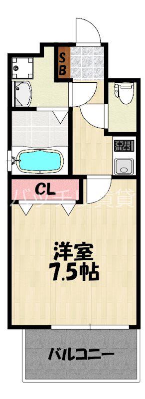 グランフォーレラグゼ箱崎宮前(1K/12階)の間取り写真