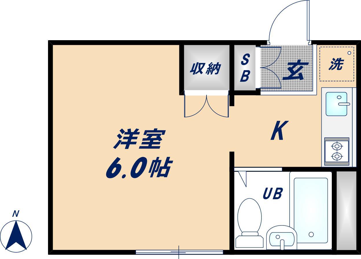 RHYTHM新石切 A棟(1K/2階)の間取り写真