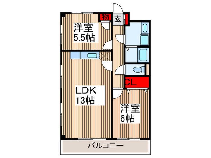 せぞん若海(2LDK/2階)の間取り写真