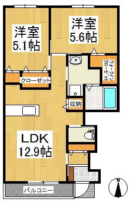 LIAXIS II(2LDK/1階)の間取り写真