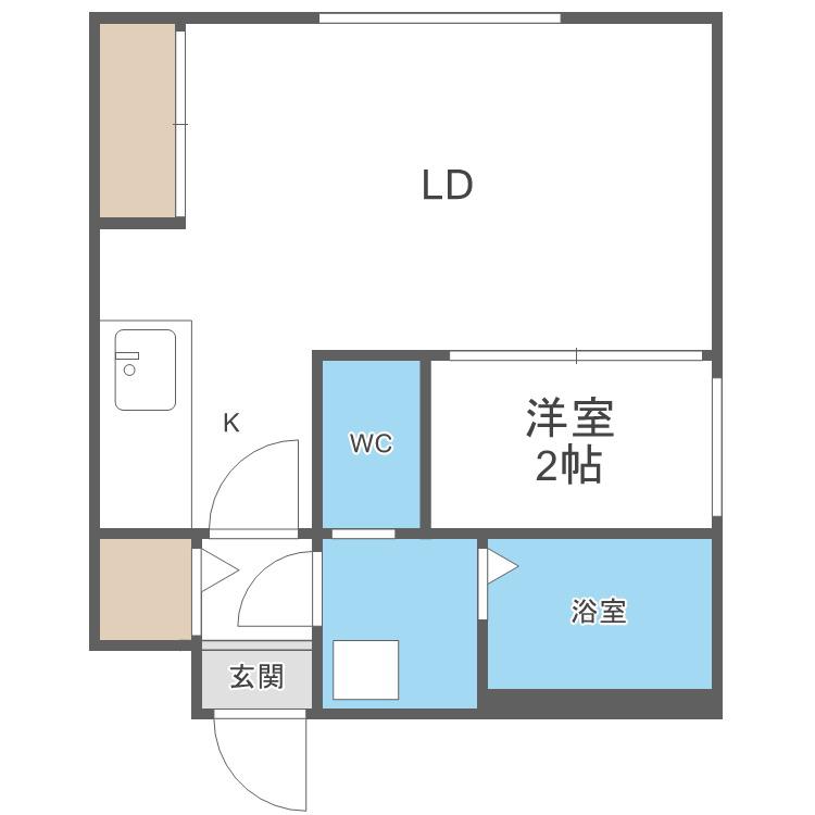 グリシーヌ南5条(1DK/3階)の間取り写真