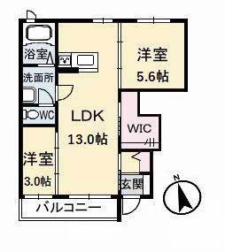 シャーメゾン桜川(2LDK/1階)の間取り写真