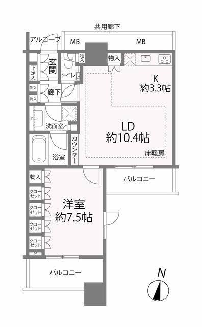 テラス渋谷美竹(1LDK/5階)の間取り写真