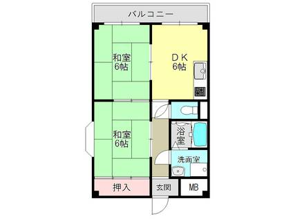 大中東マンション(2DK/5階)の間取り写真