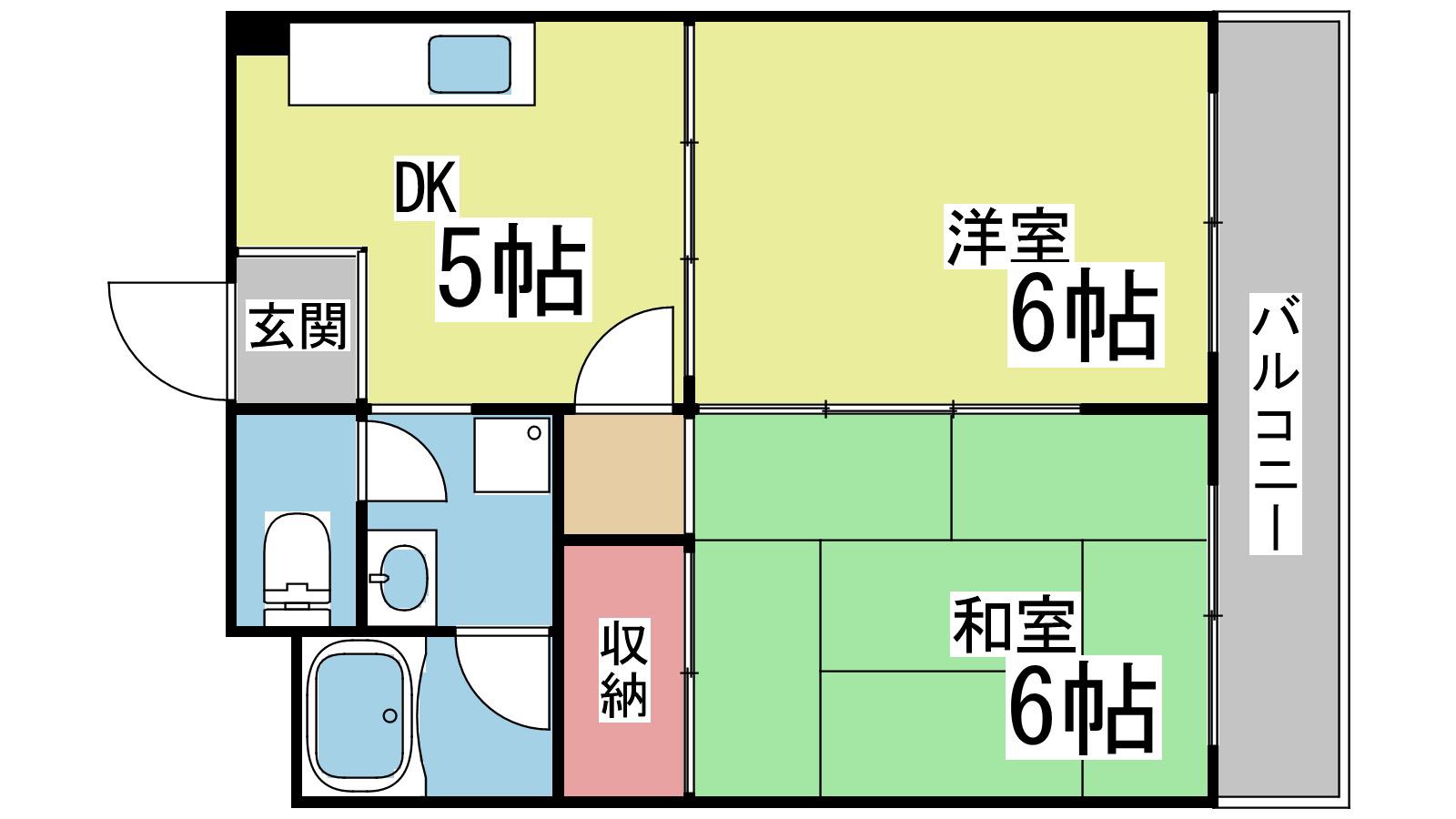 六甲スカイハイツ(2DK/4階)の間取り写真