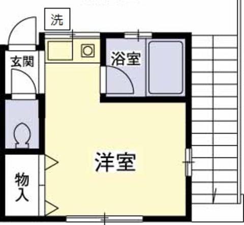 グリーンハイツ多摩(1K/2階)の間取り写真