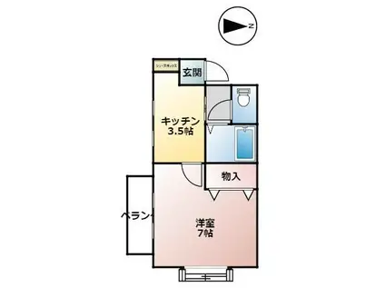 スプリエII(1K/2階)の間取り写真