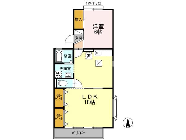 セジュールU(1LDK/2階)の間取り写真