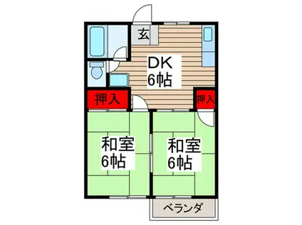 ガーデン関口(2DK/2階)の間取り写真