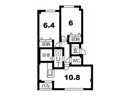 ノースヴィレッヂ厚別(2LDK/2階)の間取り写真