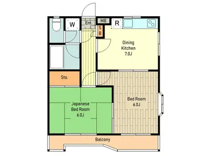 アメニティーヴィラ(2DK/2階)の間取り写真