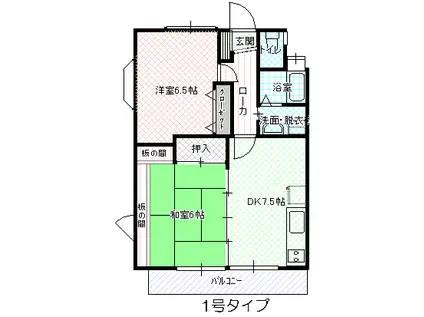 ウエストフィールドB(2DK/2階)の間取り写真