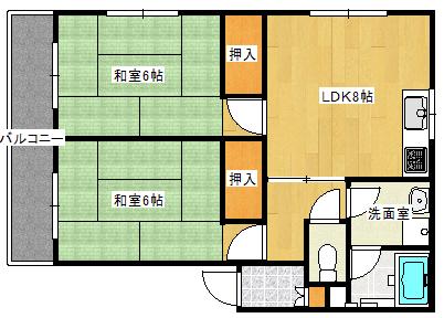 第二高橋ビル(2LDK/2階)の間取り写真