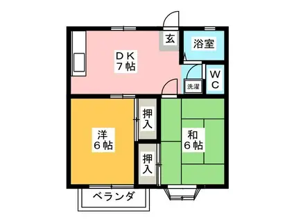 ポエム明世(2DK/2階)の間取り写真