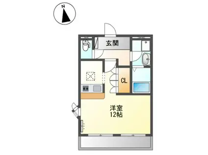 ウッドヴィレッジIII(1K/1階)の間取り写真