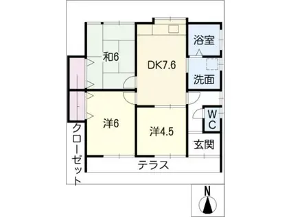 JR高山本線 鵜沼駅 徒歩20分 1階建 築17年(3DK/1階)の間取り写真