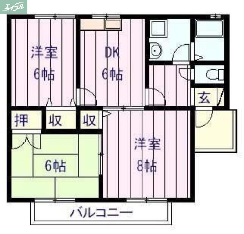 メゾンアスカ2(3DK/2階)の間取り写真