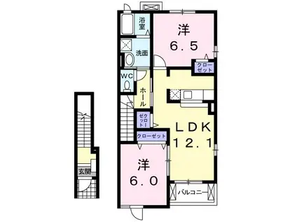 ユニゾン(2LDK/2階)の間取り写真