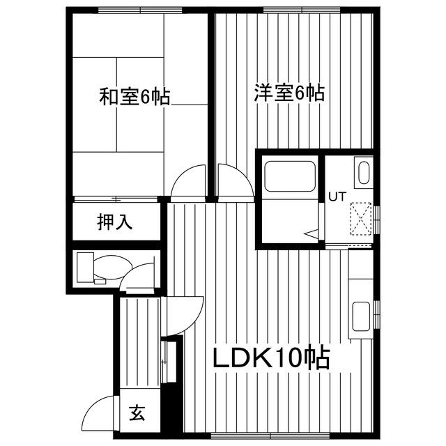 オレンジハウスC(2LDK/2階)の間取り写真