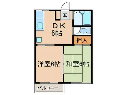 ヴィラ正城3(2DK/2階)の間取り写真