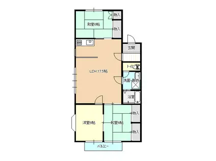 プレミアム六貫山A(3LDK/2階)の間取り写真