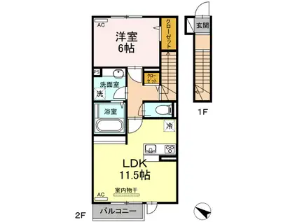 シェノア宮内(1LDK/2階)の間取り写真
