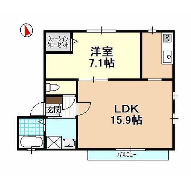 棒屋第四下池ハイツ(1LDK/1階)の間取り写真