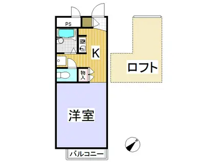 レオパレスドミールII(1K/1階)の間取り写真