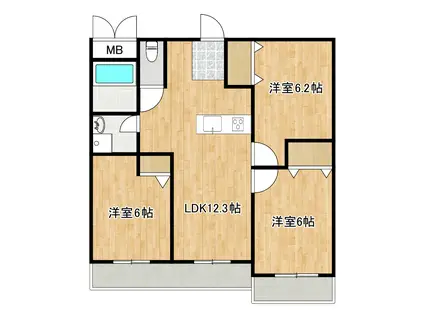 サンロード岩田(3LDK/4階)の間取り写真