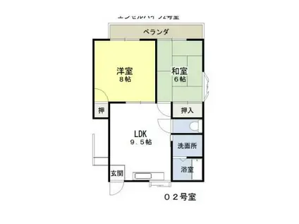 エンゼルハイツ B(2LDK/2階)の間取り写真