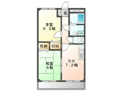 ドリームハウス(2DK/2階)の間取り写真