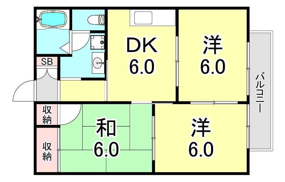 グリーンシャトレI(3DK/1階)の間取り写真