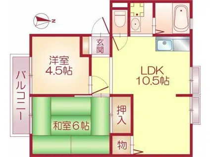 シャロームE(2LDK/2階)の間取り写真