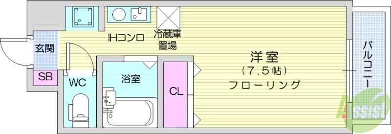 ヴィラ森林公園(1K/2階)の間取り写真