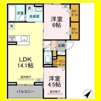 エメフィール馬渕(2LDK/1階)の間取り写真