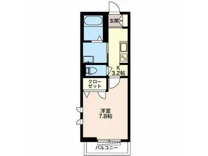 SHAMAISON圭(1K/2階)の間取り写真