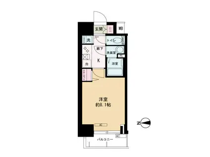 プランドール福島レジデンス(1K/4階)の間取り写真