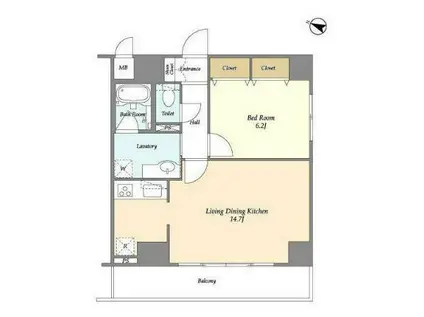 CASSIA藤沢本町(1LDK/4階)の間取り写真