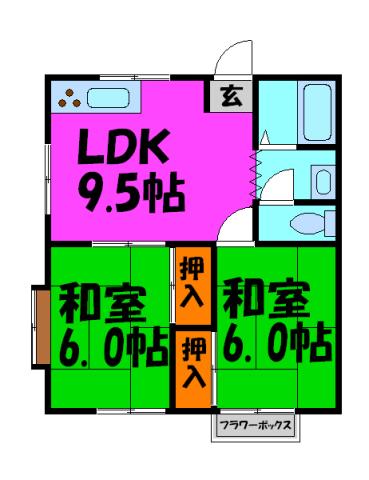 ミューズハイツ(2LDK/2階)の間取り写真