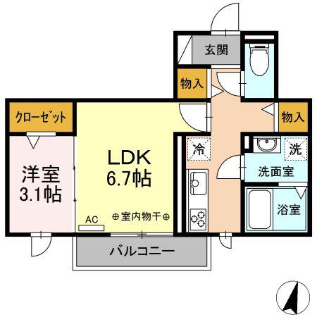 サンシティ伝馬町(2K/2階)の間取り写真