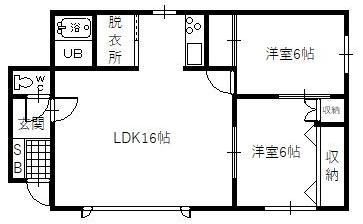 アルカディア北門A・B棟(2LDK/2階)の間取り写真